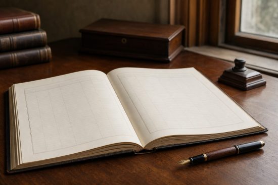 Registre d'état civil ouvert sur un bureau, évoquant la question du nom de famille après le mariage